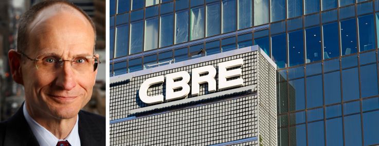Robert Sulentic, CEO of CBRE, and a CBRE office building.