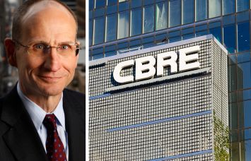 Robert Sulentic, CEO of CBRE, and a CBRE office building.