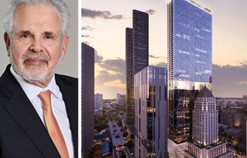 Russell Galbut, managing principal of GFO Investments, and a rendering of GFO's plans to redevelop the Historic Miami-Dade County Courthouse.