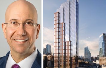 Ariel Partners' Shimon Shkury and a rendering of 333 Schermerhorn Street, Brooklyn.