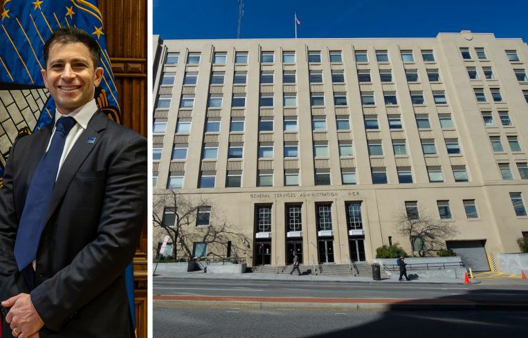 GSA Administrator Stephen Elhikian and 301 Seventh Street SW, Washington, D.C.