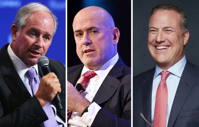 Blackstone Group CEO Stephen A. Schwarzman, Carlyle Group CEO Harvey Schwartz, and Greystar CEO Bob Faith.