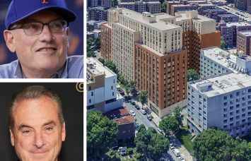 Mets owner Steve Cohen, Hard Rock International's Jim Allen, and a rendering of housing to be built with Slate Property Group.