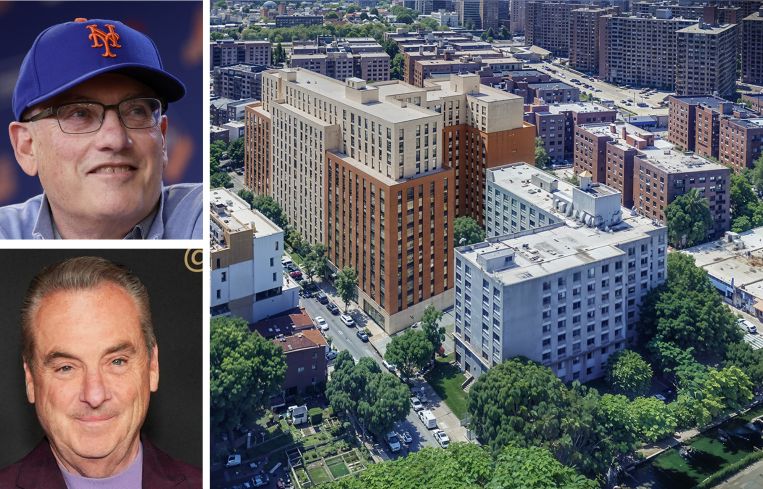Mets owner Steve Cohen, Hard Rock International's Jim Allen, and a rendering of housing to be built with Slate Property Group.