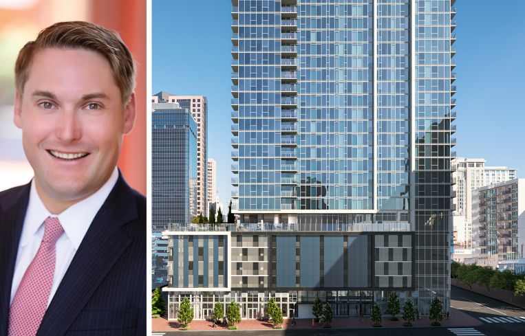 Affinius Capital managing director Tom Burns and 800 Broadway, San Diego.
