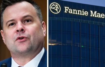William Pulte, director of the Federal Housing Finance Agency, and a Fannie Mae office building.