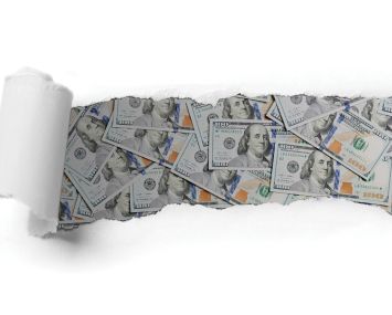 torn white paper on white background.