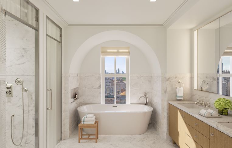 A bathroom at 200 East 75th Street.