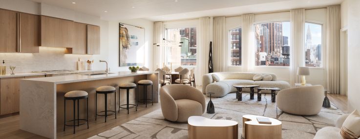 The great room of the penthouse in the Armoire residences.