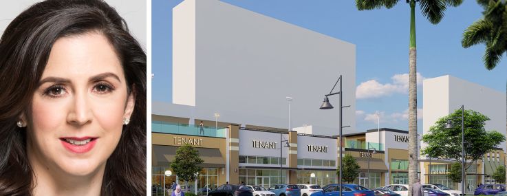 Codina Partners CEO Ana-Marie Codina Barlick and a rendering of Downtown Doral.