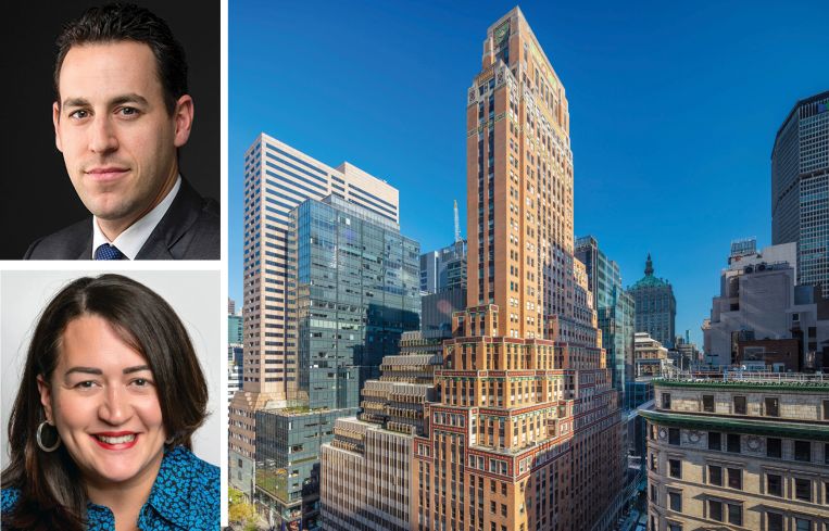 The Feil Organization's Andrew Wiener, NWSL's Lauren Lopez, and 551 Fifth Avenue.