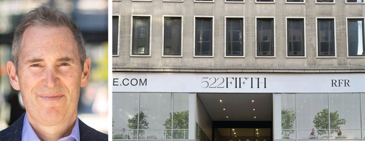 Amazon CEO Andy Jassy, RFR co-founder Aby Rosen, and 522 Fifth Avenue.