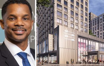 New Jersey Community Capital CEO Bernel Hall and a rendering of The Hip Hop Museum, The Bronx.