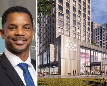 New Jersey Community Capital CEO Bernel Hall and a rendering of The Hip Hop Museum, The Bronx.