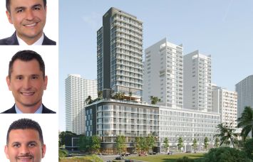 Linkvest Capital Camilo Niño, Ricardo Uribe and Alen Hernandez, and a rendering of Smart Brickell Luxe.