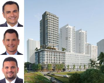 Linkvest Capital Camilo Niño, Ricardo Uribe and Alen Hernandez, and a rendering of Smart Brickell Luxe.