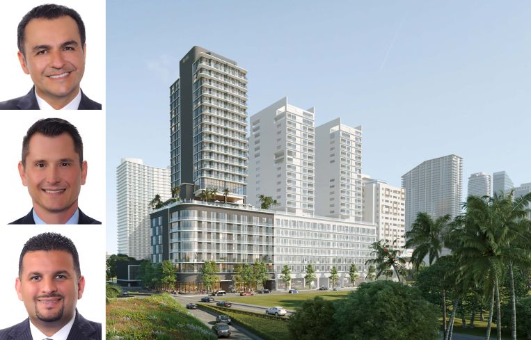 Linkvest Capital Camilo Niño, Ricardo Uribe and Alen Hernandez, and a rendering of Smart Brickell Luxe.