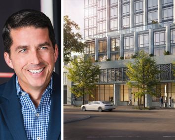 Rockefeller Group CEO Daniel Moore and a rendering of The Dupont at 16 Dupont Street, Brooklyn.