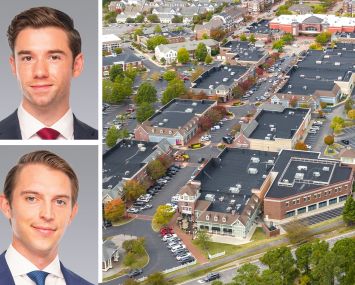 Colliers' Dylan Kane and Zach Redding, and New Town Shops on Main in Williamsburg, Va.