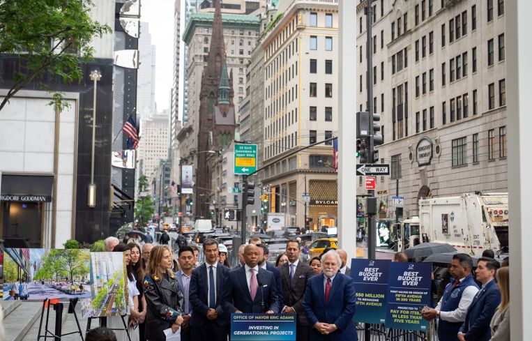 Mayor Eric Adams announces that total investments of over $400 million redesign Fifth Avenue.