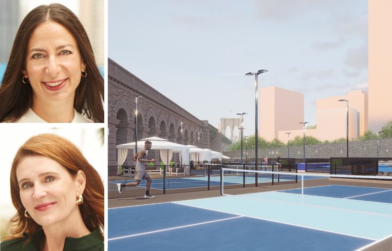 CityPickle co-Founders Erica Desai and Mary Cannon, and a rendering of the CityPickle Brooklyn Bridge complex.