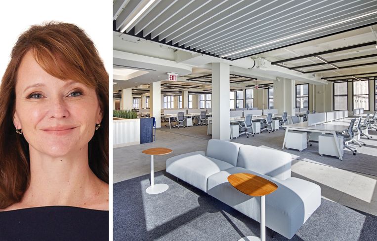 BXP's Hilary Spann and the 12th floor of 360 Park Avenue South.