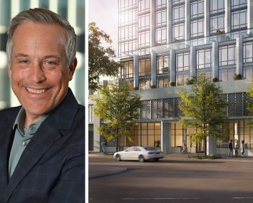 Isaac Henderson of Rockefeller Group and a rendering of The Dupont at 16 Dupont Street, Brooklyn.