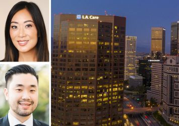 Jaime Lee and Garrett Lee of Jamison Properties and the former ARCO Tower in Los Angeles.