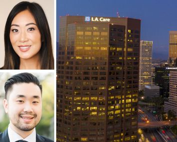 Jaime Lee and Garrett Lee of Jamison Properties and the former ARCO Tower in Los Angeles.