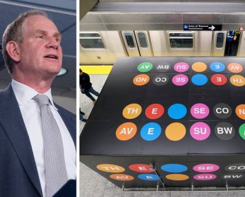 MTA Chair and CEO Janno Lieber and a station along the Second Avenue Q line.