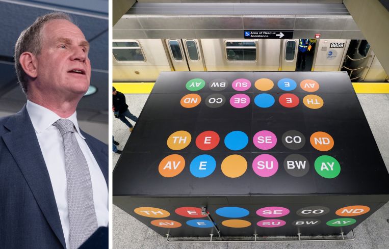 MTA Chair and CEO Janno Lieber and a station along the Second Avenue Q line.