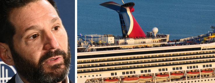 Carnival Corporation CEO Josh Weinstein and a Carnival Cruise Line ship.