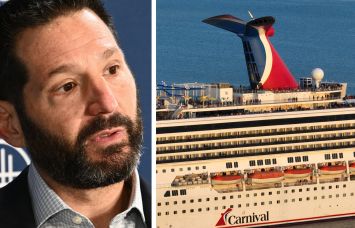 Carnival Corporation CEO Josh Weinstein and a Carnival Cruise Line ship.