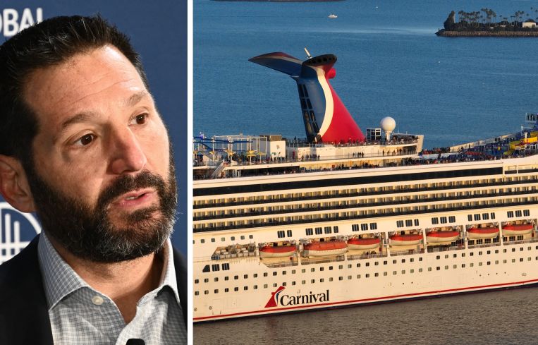 Carnival Corporation CEO Josh Weinstein and a Carnival Cruise Line ship.