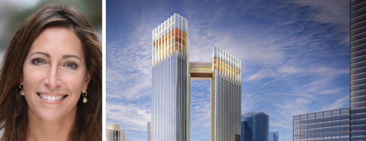 Lisa Silverstein, CEO of Silverstein Properties, and a rendering Rendering of Silverstein Properties' proposed casino on Manhattan's far west side.