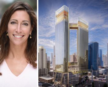 Lisa Silverstein, CEO of Silverstein Properties, and a rendering Rendering of Silverstein Properties' proposed casino on Manhattan's far west side.