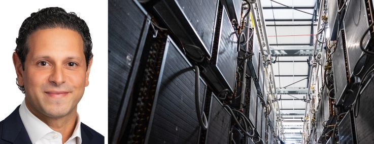 Marc Zahr of Blue Owl Capital and an operator working in a data center.