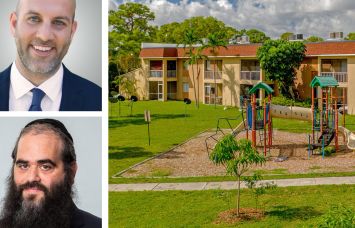 YMP Real Estate Management Moshe Popack, Meridian's David Hayum and Palo Verde Apartments in West Palm Beach, Fla.