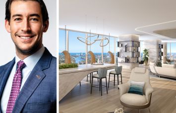 Related Group's Nick Pérez and a rendering of Andare Residences.
