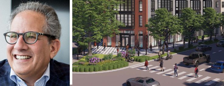 Fairstead's Noah Hale and Jeffrey Goldberg, and a rendering of the planned redevelopment of Samuel Madden Homes complex in Alexandria, Va.