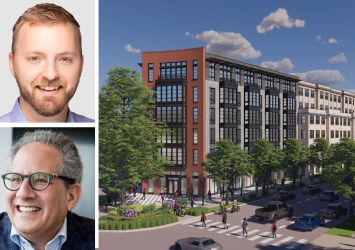 Fairstead's Noah Hale and Jeffrey Goldberg, and a rendering of the planned redevelopment of Samuel Madden Homes complex in Alexandria, Va.