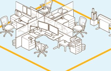 An illustration of an office layout.