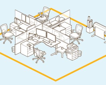 An illustration of an office layout.