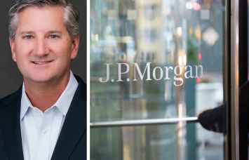 Oliver Carr III of Carr Properties and a person entering a J.P. Morgan building.