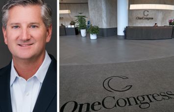 Oliver Carr III of Carr Properties and the lobby of One Congress in Boston.