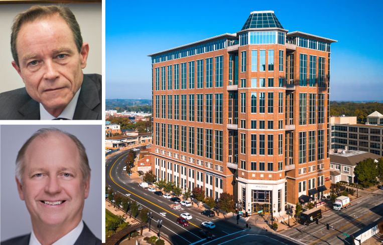 BMO's Paul Vanderslice and 3650 Capital's Toby Cobb and Shaw Park Plaza in Clayton, Mo.