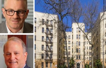 Longacre Group's Peter Hungerford, PGIM Real Estate's Tom Goodsite and 3881 Sedgwick Avenue, The Bronx.