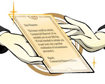 Illustration of an engraved invitation.
