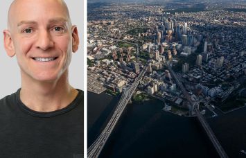 Camber Property Group founding principal, Rick Gropper and an aerial photo of Brooklyn.