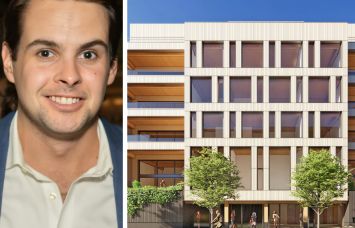 Meridian Capital Group's Scott Miller and a rendering of 179 North 10th Street, Brooklyn.